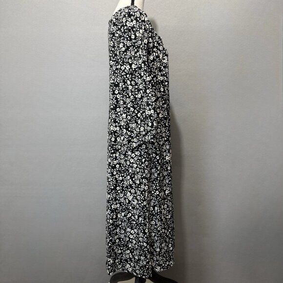 J. Jill Midi Dress Womens Sz L Petite 3/4 Sleeve Square Neck Floral Cottage Boho - Picture 2 of 9
